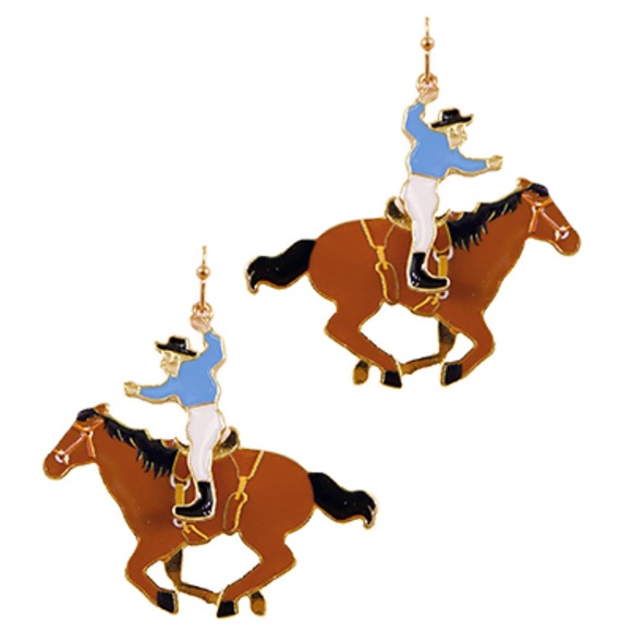 Fleurish Jewelry Jewelry - Horse Riding Enamel Earrings